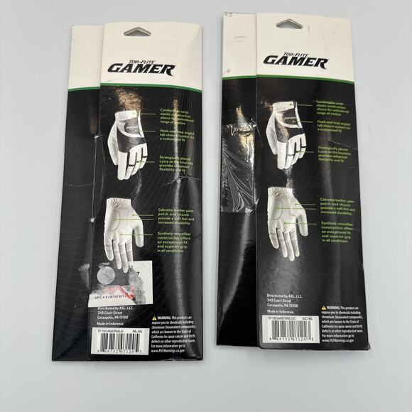 Lot Of 2 TOP FLITE GAMER MENS GOLF GLOVE M/L WHITE & BLACK 1 Left & 1 Cadet Left - Picture 4 of 8